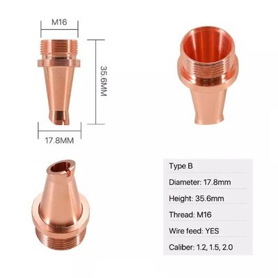 H35.6mm νήμα ακροφυσίων M16 συγκόλλησης λέιζερ για το κεφάλι οξυγονοκολλητών λέιζερ ινών